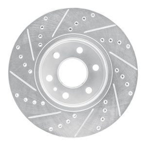 Chevrolet Colorado Brake Rotor (1) - Front Right - R1 Concepts - Drilled & Slotted - Silver - `15-`20